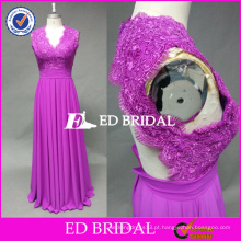 ED Bridal Fuchsia Exquisite Lace Appliqued Keyhole Back Chiffon Long vestido de dama de honra